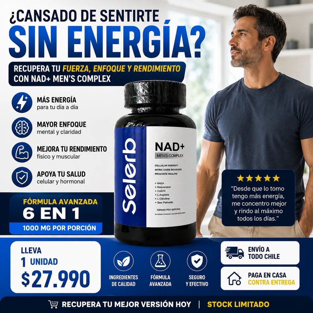 Selerb NAD+ Men’s Complex – Energía, Vitalidad y Bienestar Masculino | 60 Cápsulas