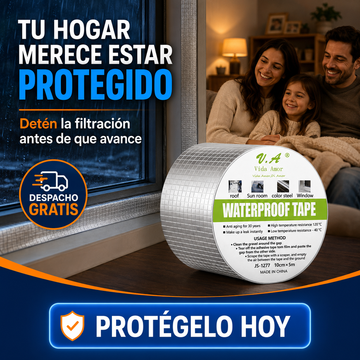 Cinta Tapa Gotera De Butilo 10cm X 5mts