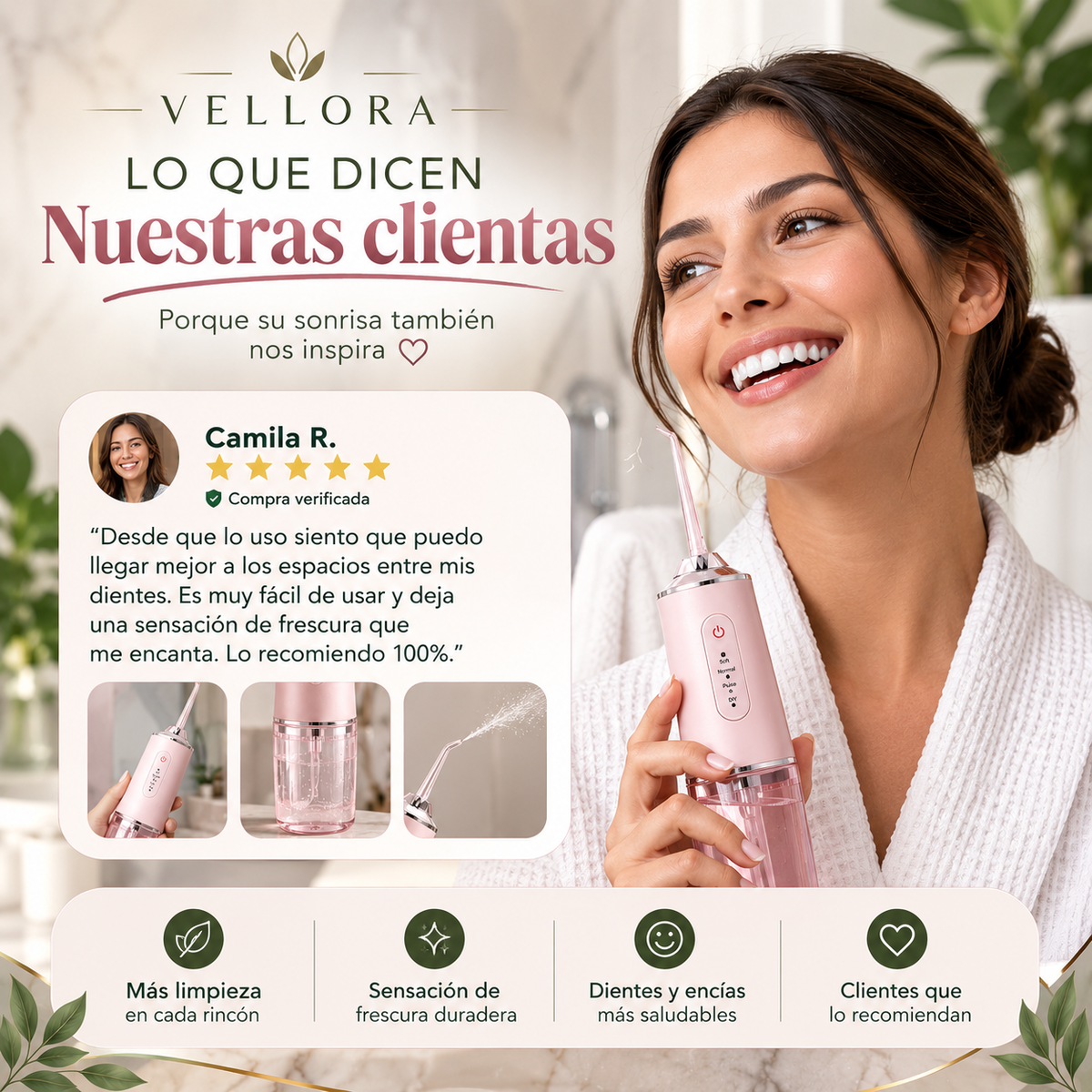 ¿Restos de comida entre tus dientes? Dale a tu sonrisa una limpieza más completa 💧🦷