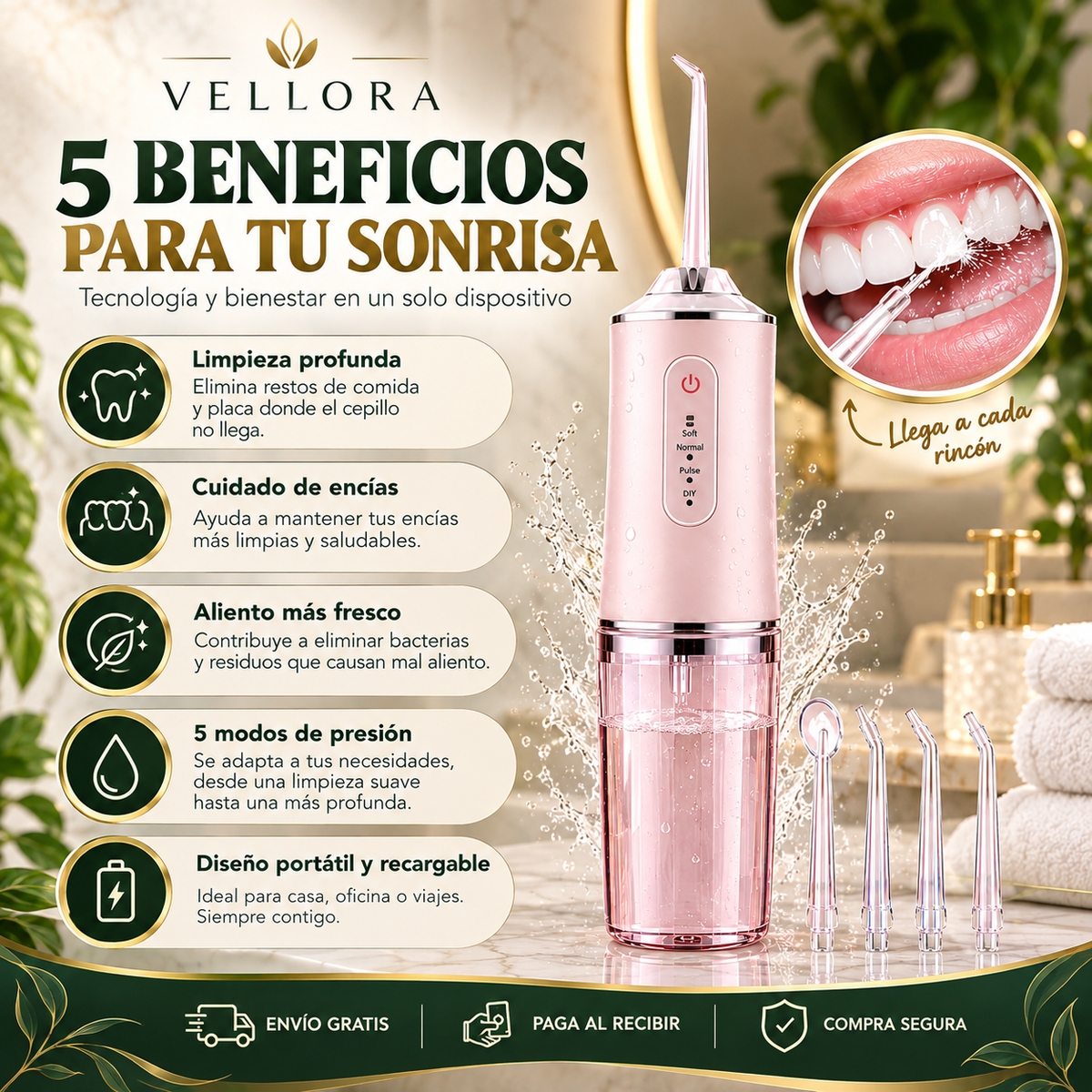 ¿Restos de comida entre tus dientes? Dale a tu sonrisa una limpieza más completa 💧🦷