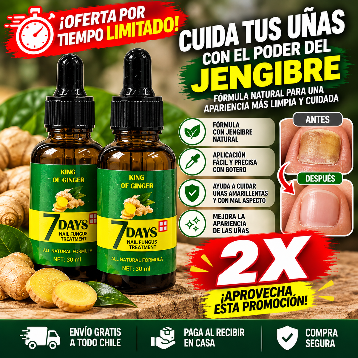 Tónico Jengibre Uñas Antifúngico 7 Days